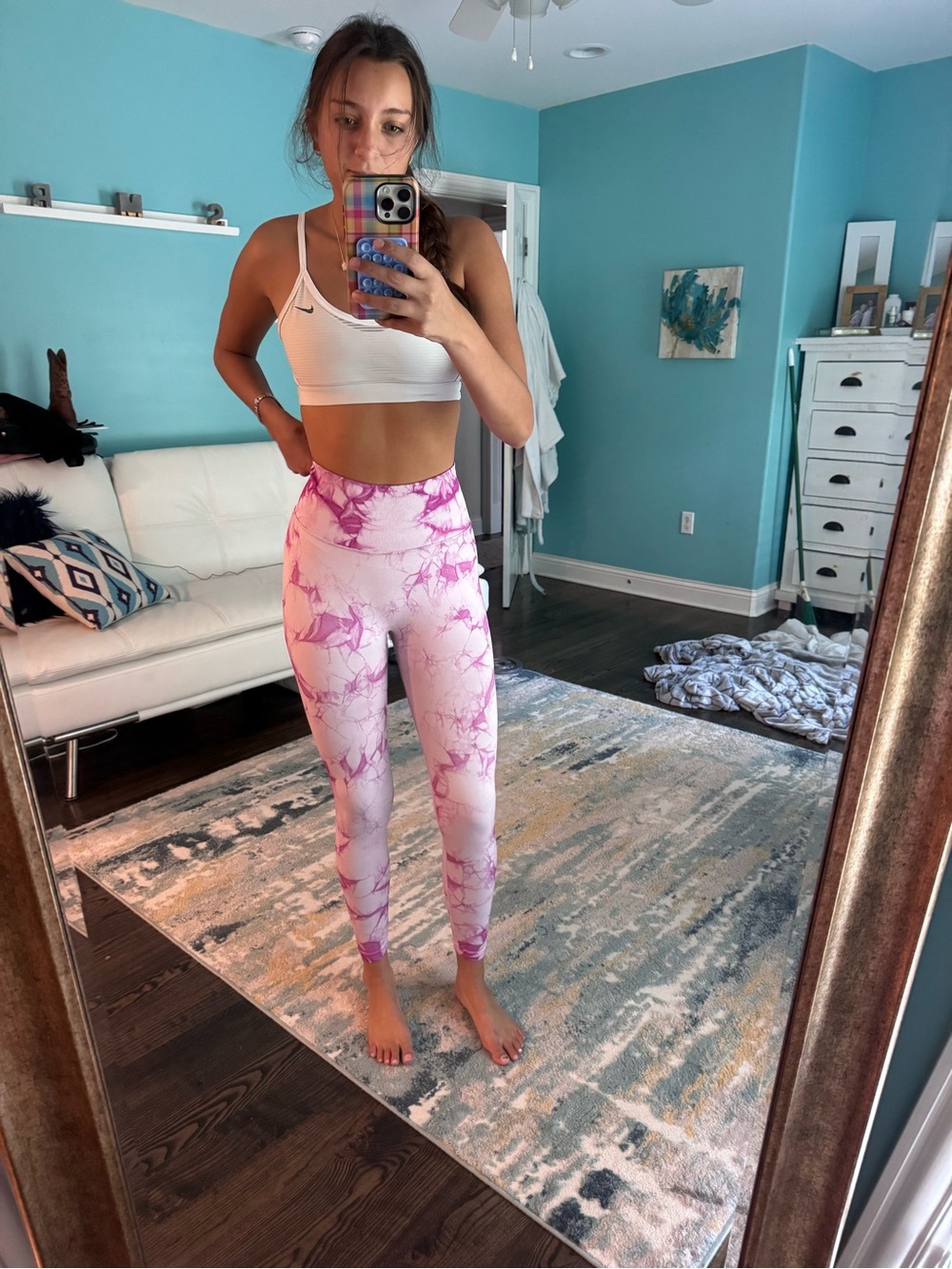 Amazon Pink Marble High-Waist Leggings